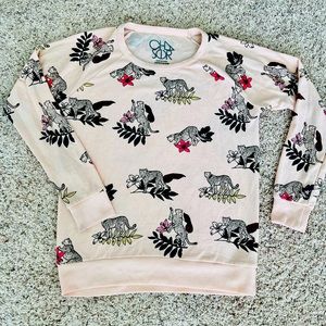 Anthropologie pink leopard sweatshirt size M